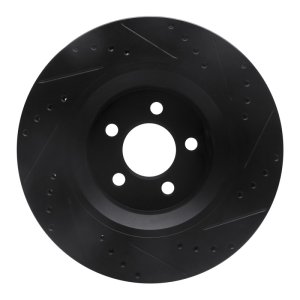 Jeep Liberty Brake Rotor (1) - Front Left - R1 Concepts - Drilled & Slotted - Black - `11-`12